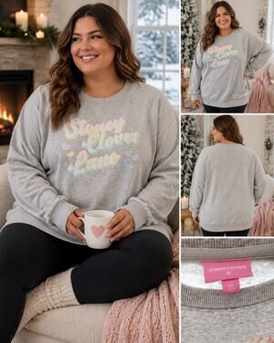 Stoney Clover Lane x Target plus Size 2x Gray Logo Sweatshirt Hearts
